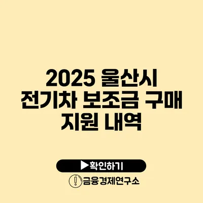 2025 울산시 전기차 보조금 구매 지원 내역