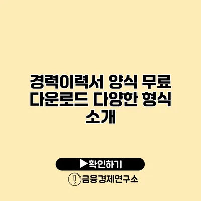 경력이력서 양식 무료 다운로드 다양한 형식 소개