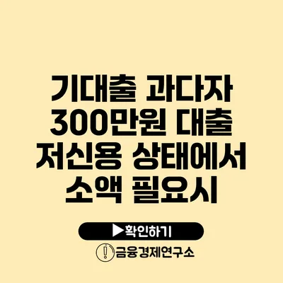 기대출 과다자 300만원 대출 저신용 상태에서 소액 필요시