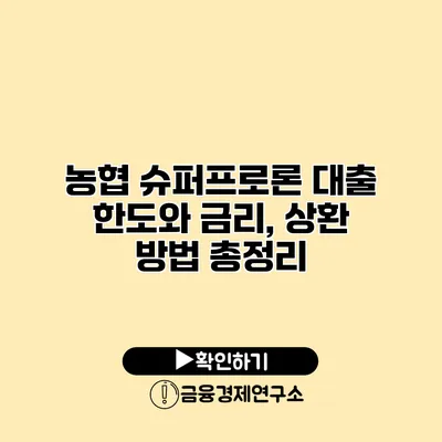 농협 슈퍼프로론 대출 한도와 금리, 상환 방법 총정리