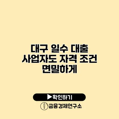 대구 일수 대출 사업자도 자격 조건 면밀하게