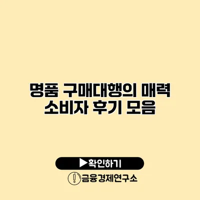 명품 구매대행의 매력 소비자 후기 모음