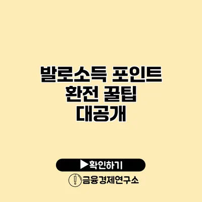 발로소득 포인트 환전 꿀팁 대공개