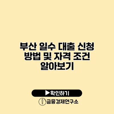 부산 일수 대출 신청 방법 및 자격 조건 알아보기