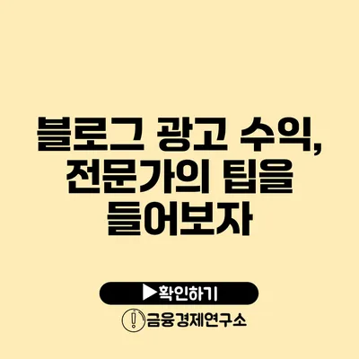 블로그 광고 수익, 전문가의 팁을 들어보자