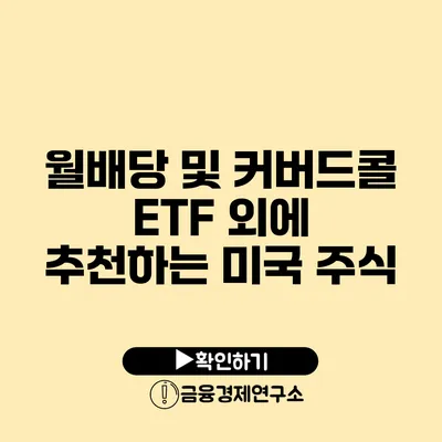 월배당 및 커버드콜 ETF 외에 추천하는 미국 주식