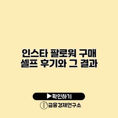 인스타 팔로워 구매 셀프 후기와 그 결과