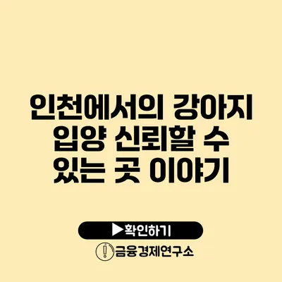 인천에서의 강아지 입양 신뢰할 수 있는 곳 이야기