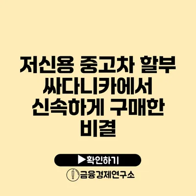 저신용 중고차 할부 싸다니카에서 신속하게 구매한 비결