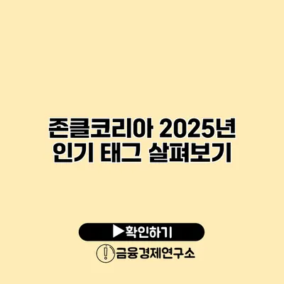 존클코리아 2025년 인기 태그 살펴보기