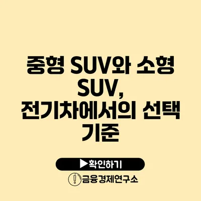 중형 SUV와 소형 SUV, 전기차에서의 선택 기준