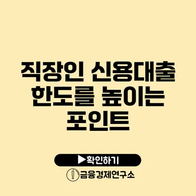 직장인 신용대출 한도를 높이는 포인트