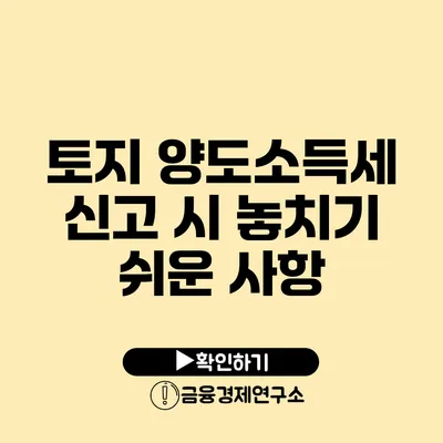 토지 양도소득세 신고 시 놓치기 쉬운 사항