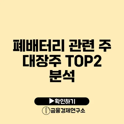 폐배터리 관련 주 대장주 TOP2 분석