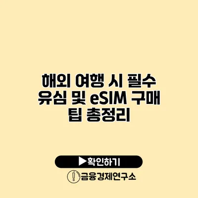 해외 여행 시 필수 유심 및 eSIM 구매 팁 총정리