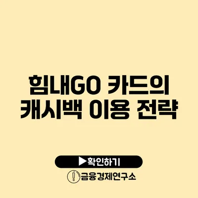 힘내GO 카드의 캐시백 이용 전략