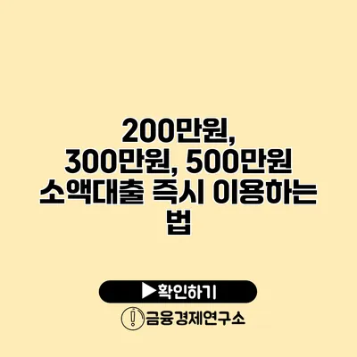 200만원, 300만원, 500만원 소액대출 즉시 이용하는 법