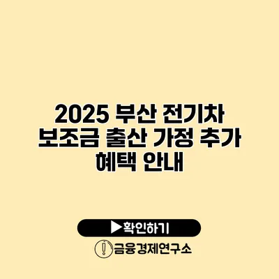 2025 부산 전기차 보조금 출산 가정 추가 혜택 안내