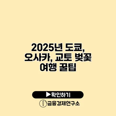 2025년 도쿄, 오사카, 교토 벚꽃 여행 꿀팁
