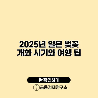 2025년 일본 벚꽃 개화 시기와 여행 팁