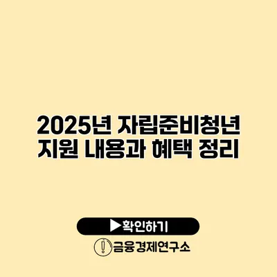 2025년 자립준비청년 지원 내용과 혜택 정리