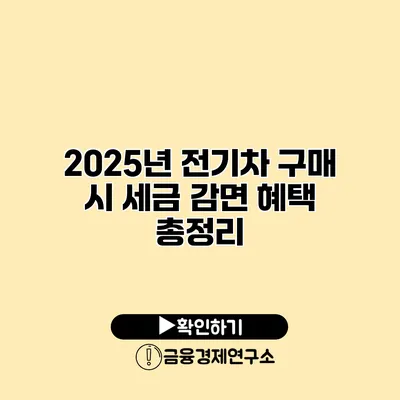 2025년 전기차 구매 시 세금 감면 혜택 총정리