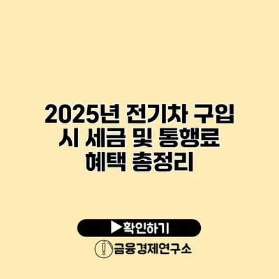 2025년 전기차 구입 시 세금 및 통행료 혜택 총정리