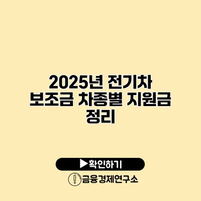 2025년 전기차 보조금 차종별 지원금 정리