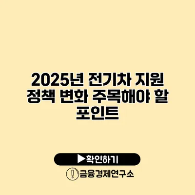 2025년 전기차 지원 정책 변화 주목해야 할 포인트
