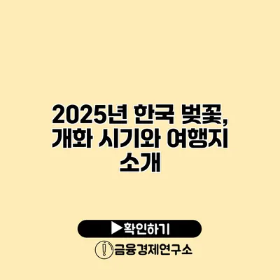 2025년 한국 벚꽃, 개화 시기와 여행지 소개
