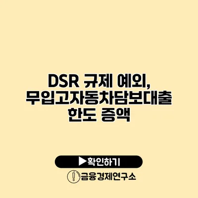 DSR 규제 예외, 무입고자동차담보대출 한도 증액