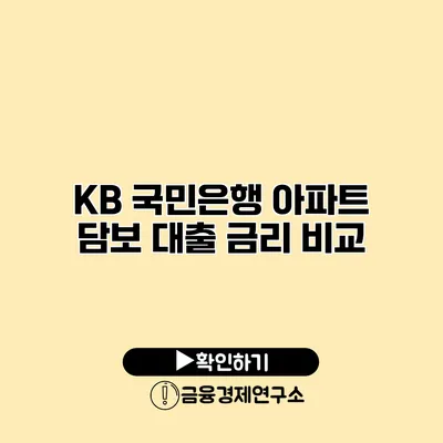 KB 국민은행 아파트 담보 대출 금리 비교