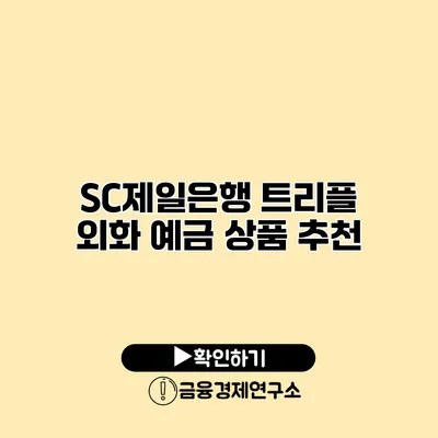 SC제일은행 트리플 외화 예금 상품 추천