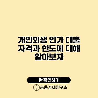 개인회생 인가 대출 자격과 한도에 대해 알아보자