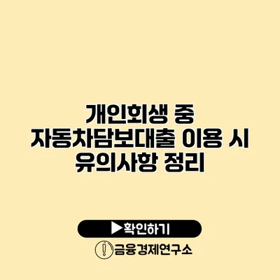 개인회생 중 자동차담보대출 이용 시 유의사항 정리