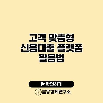 고객 맞춤형 신용대출 플랫폼 활용법