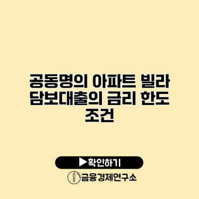 공동명의 아파트 빌라 담보대출의 금리 한도 조건