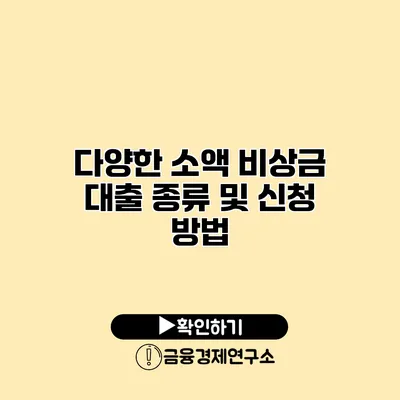 다양한 소액 비상금 대출 종류 및 신청 방법