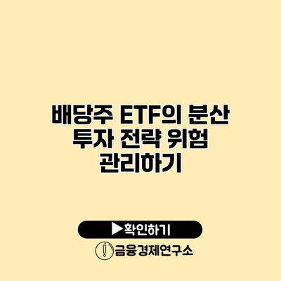 배당주 ETF의 분산 투자 전략 위험 관리하기