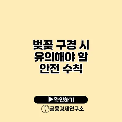 벚꽃 구경 시 유의해야 할 안전 수칙