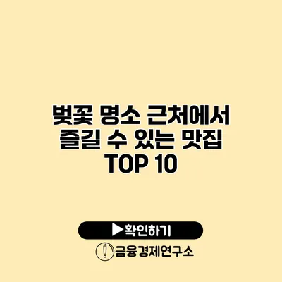 벚꽃 명소 근처에서 즐길 수 있는 맛집 TOP 10