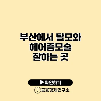 부산에서 탈모와 헤어증모술 잘하는 곳