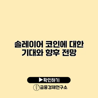 솔레이어 코인에 대한 기대와 향후 전망