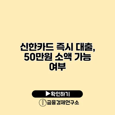 신한카드 즉시 대출, 50만원 소액 가능 여부