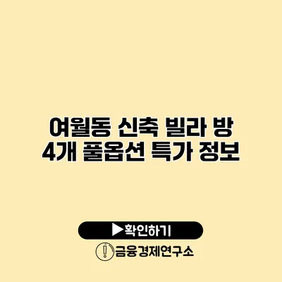 여월동 신축 빌라 방 4개 풀옵션 특가 정보