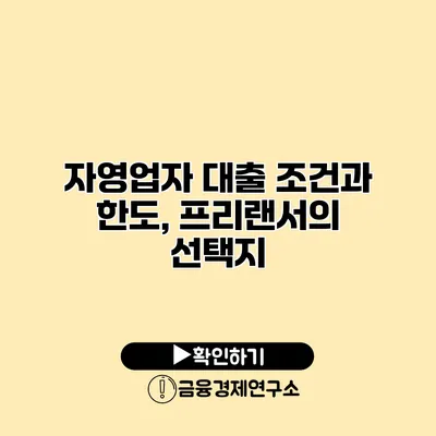 자영업자 대출 조건과 한도, 프리랜서의 선택지