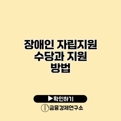 장애인 자립지원 수당과 지원 방법