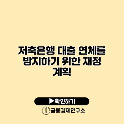 저축은행 대출 연체를 방지하기 위한 재정 계획