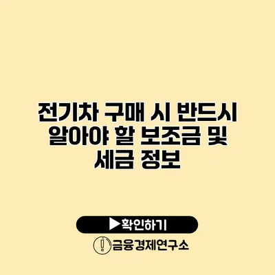 전기차 구매 시 반드시 알아야 할 보조금 및 세금 정보