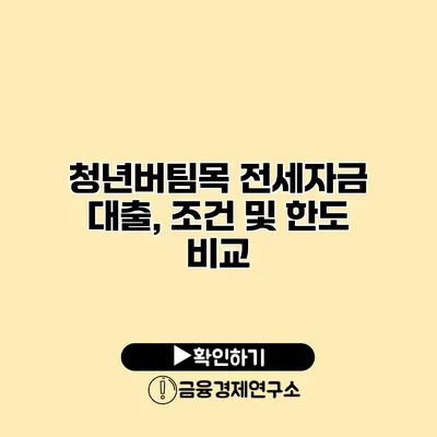 청년버팀목 전세자금 대출, 조건 및 한도 비교